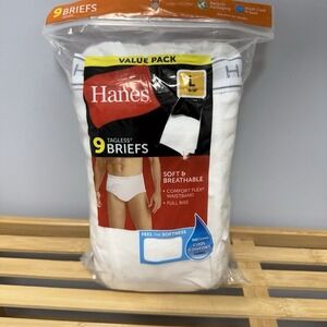 New Hanes Underwear Briefs 9pk White Cotton Mens L 36-38 Classic Tighty Whities